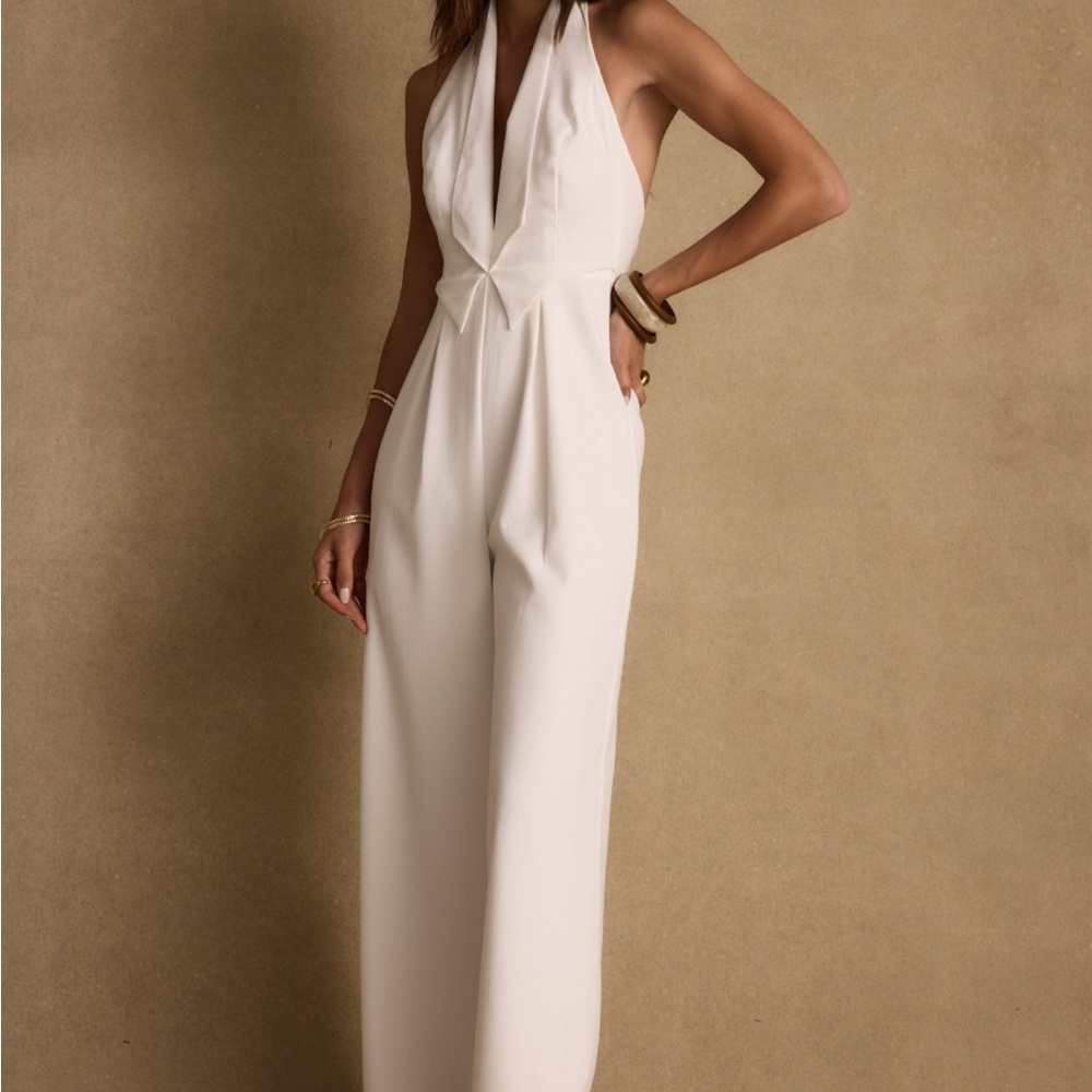 12th Tribe Ivory Halter Jumpsuit NWT